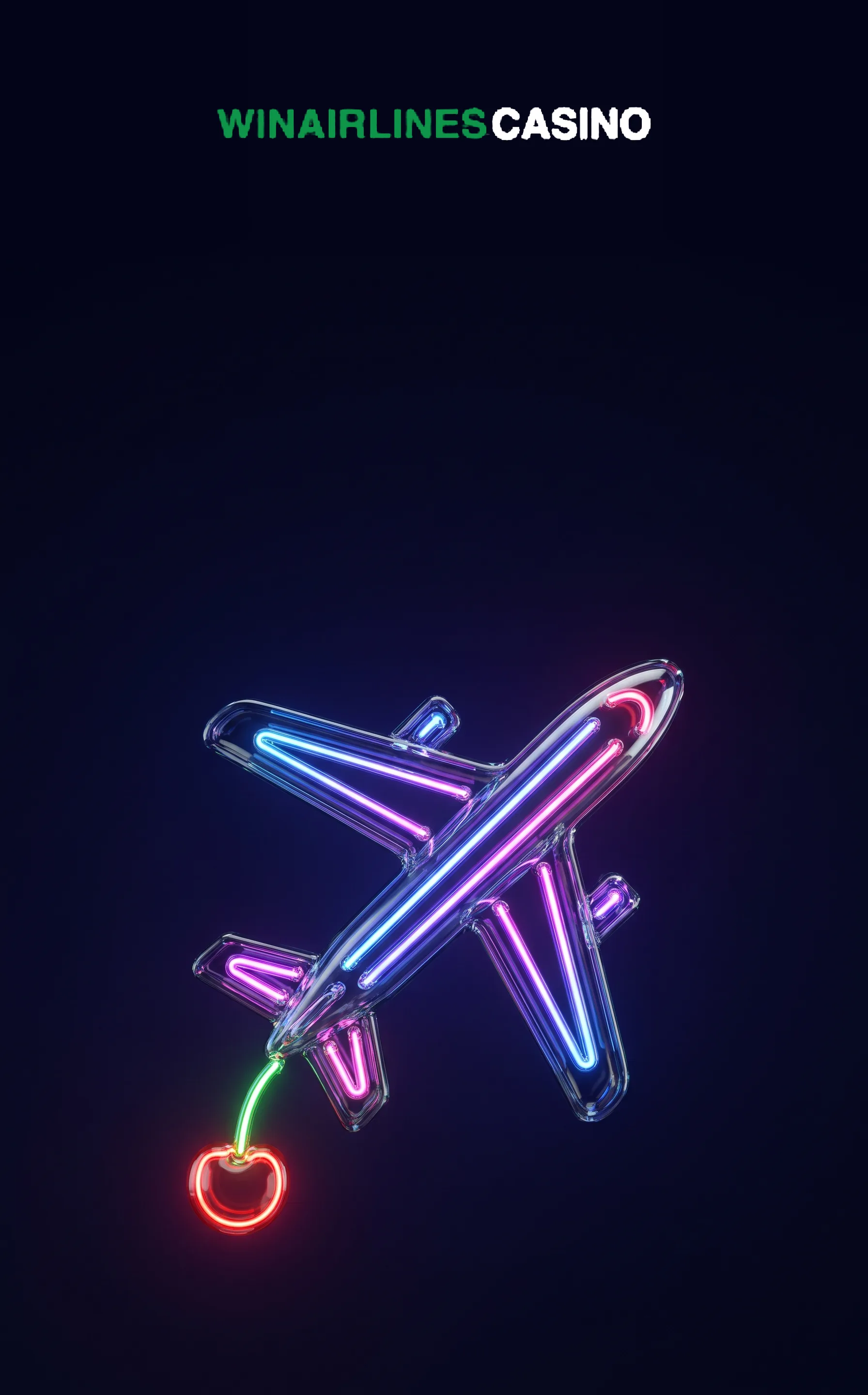 Neonflugzeug mit leuchtender Kirsche als Slot-Motiv